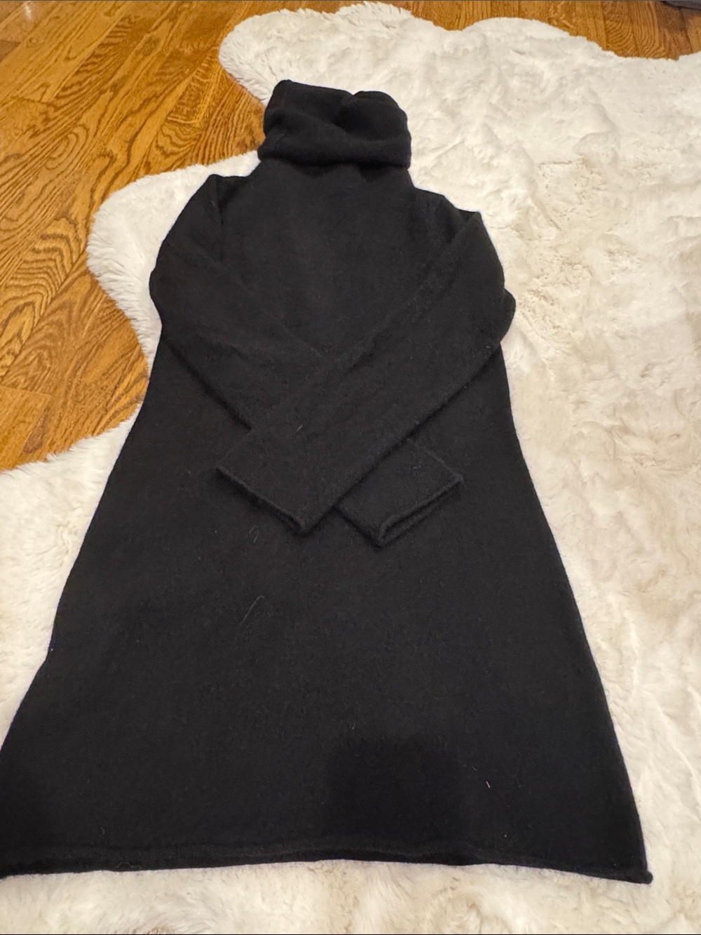 Aqua Black Turtleneck Cashmere Longline Sweater dress